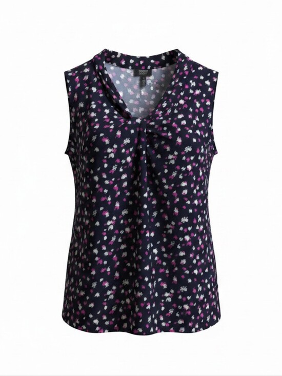 Jones New York Tops - Jones New York Navy Sleeveless Floral Tie-Neck Camisole Flowy Festival Size L